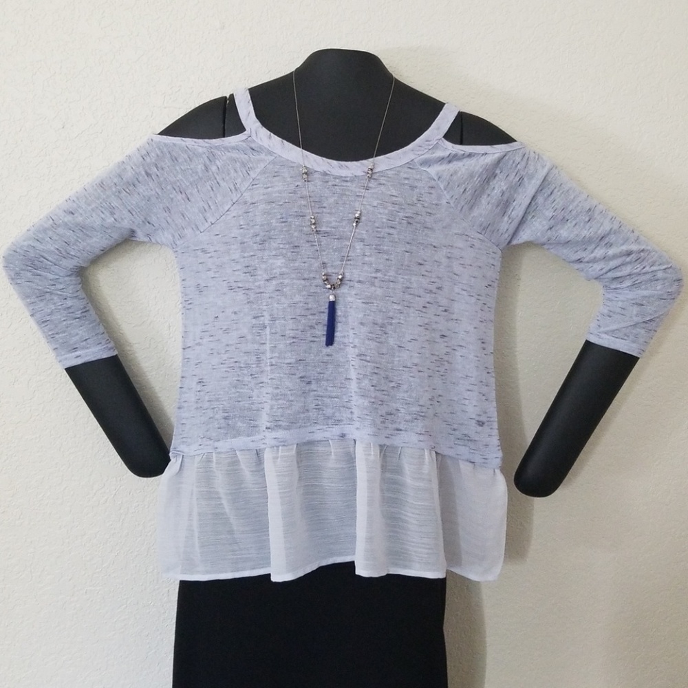 NWT Heather Sky blue cold sholder shirt